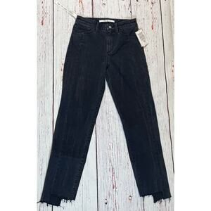 Taylor Hill By Joe’s Jean Black Women 27 Mid Rise Slim Straight Ankle Frayed NWT